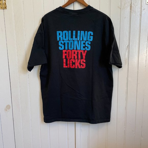 Vintage Rolling Stones Forty Licks T-Shirt Rainbow Tongue Shirt Y2K Size XL - Picture 2 of 8